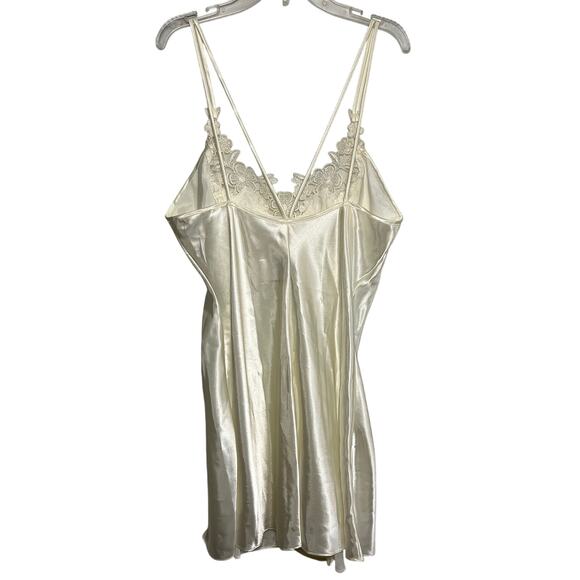 Vintage Bridal Floral Slip Dress Robe Set Ivory White Medium Peignoir Lace Satin - Picture 3 of 15